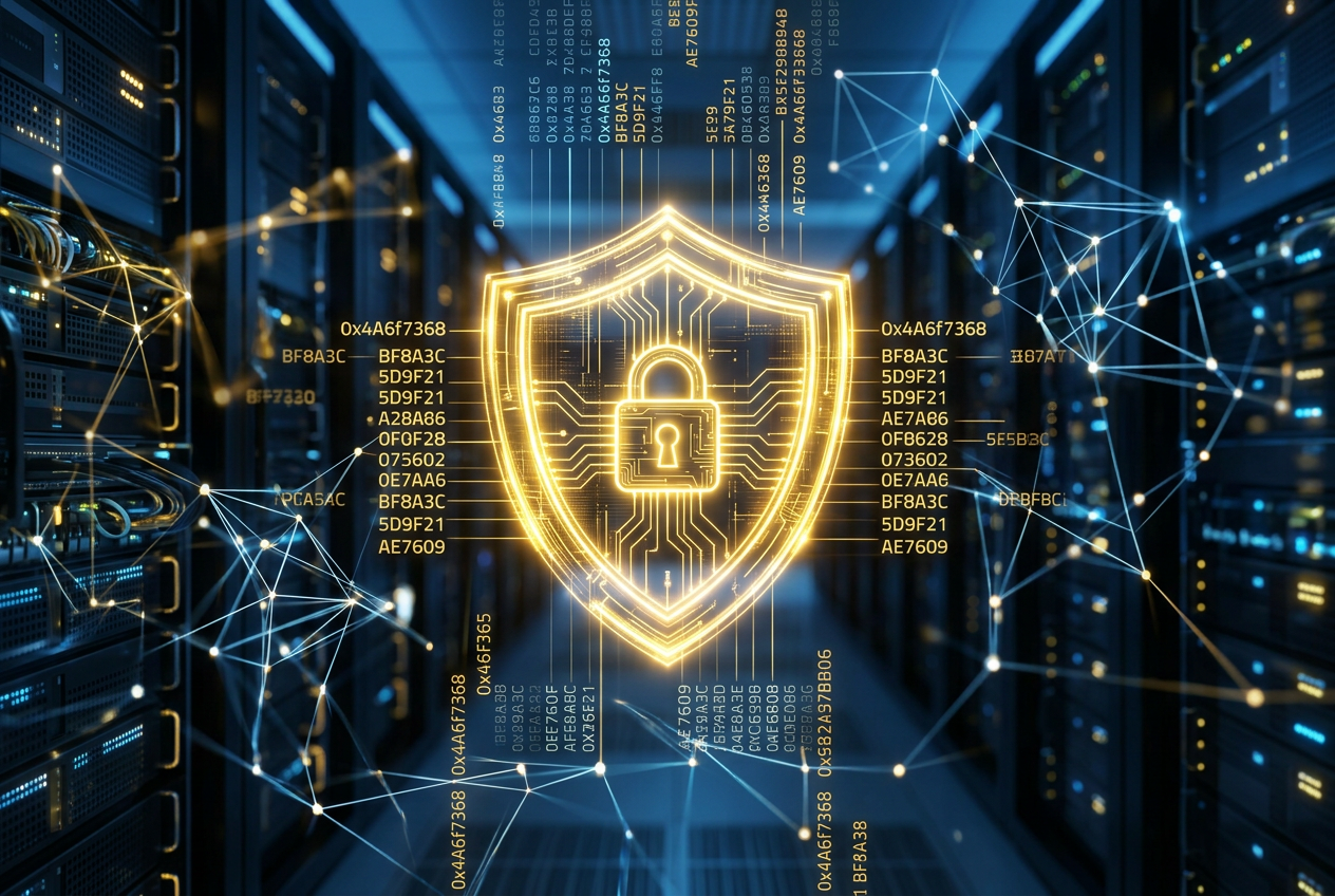 Conceptual image of blockchain security and data protection in online gambling.